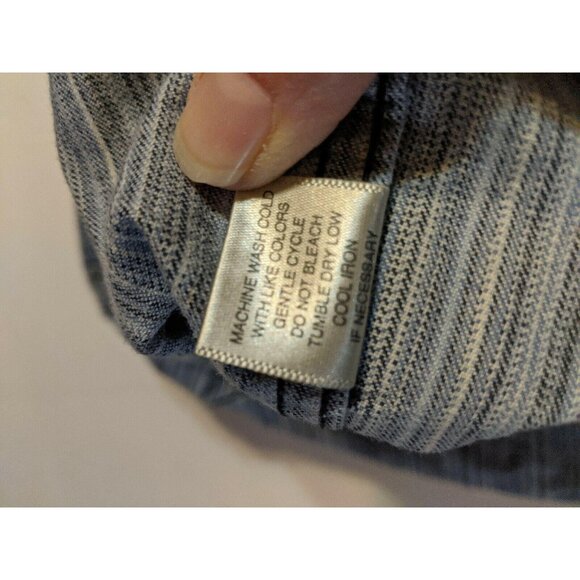 CJ Banks Denim Skirt Sz 8 Blue White Striped Jean Pinstriped Christopher Modest - Picture 6 of 6